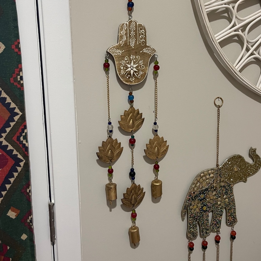 Boho Wood Hamsa Hand Hanging